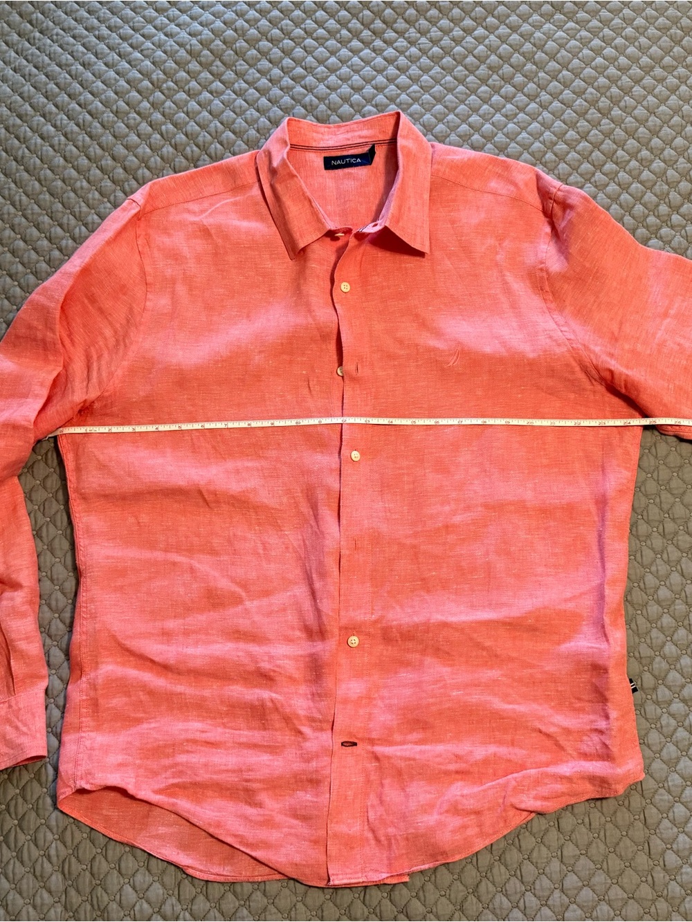 Nautica Coral Linen Long-Sleeve Button-Down Shirt
